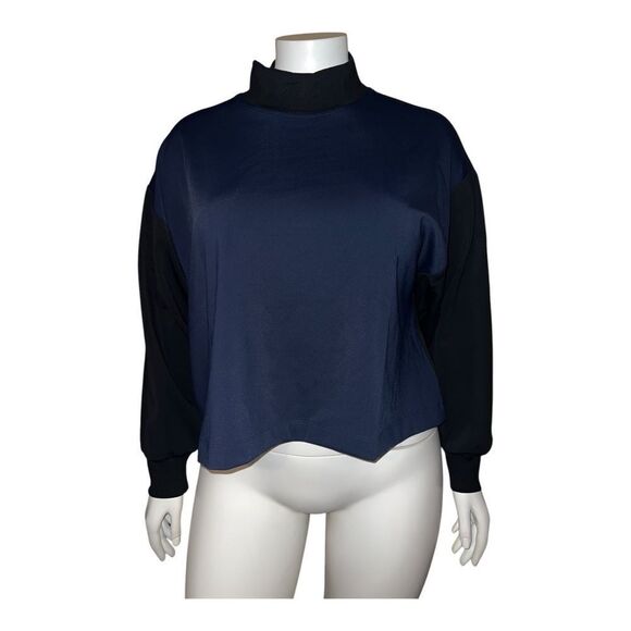 Athleta Plus Size Navy & Black Venice Sweatshirt Funnel Neck 1X NWOT - Picture 4 of 10